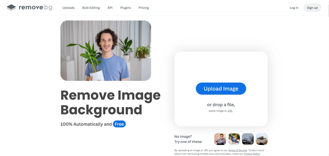 The remove.bg home page as it rendered on 2 August 2026, headed “Remove Image Background”