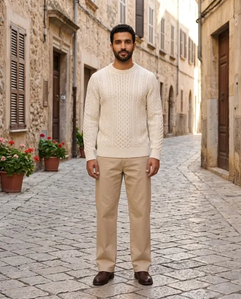 AI fashion photo décor: Cobblestone street
