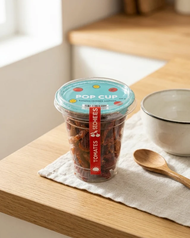 AI product photo of the Pop Cup dried tomato cup: lifestyle scene