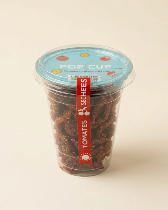AI product photo of the Pop Cup dried tomato cup: studio packshot